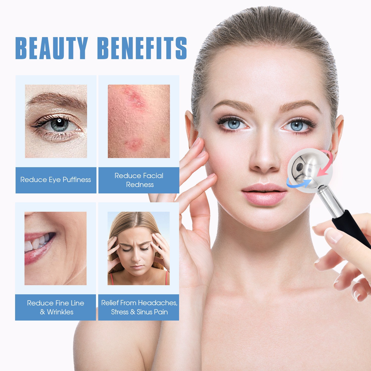 Ice Facial Massage Roller | Stainless Steel Cryo Cooling Stick