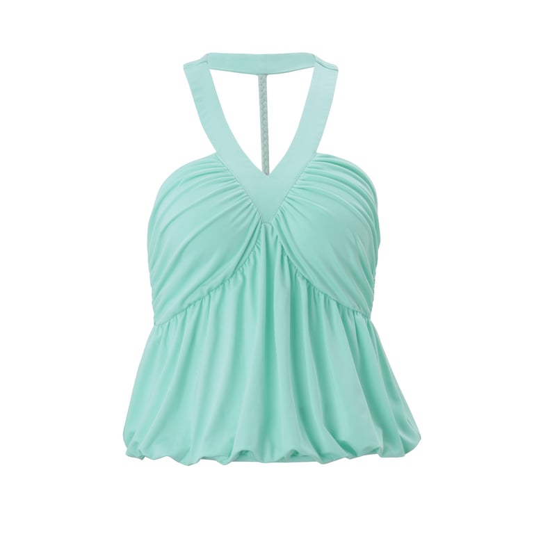 Mint Green Halter Bandeau Camisole Top | Ruched Off-Shoulder Women's