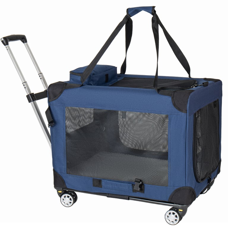 2-in-1 Collapsible Dog Crate with Wheels | Rolling Pet Carrier Medium Large