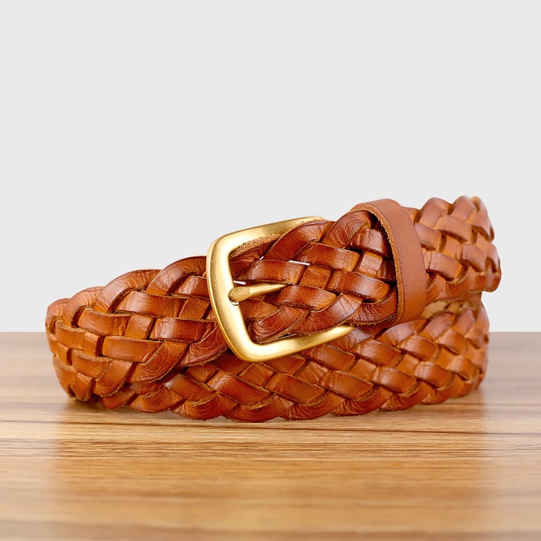 Vintage Woven Vegetable-Tanned Leather Belt | Canadian Made