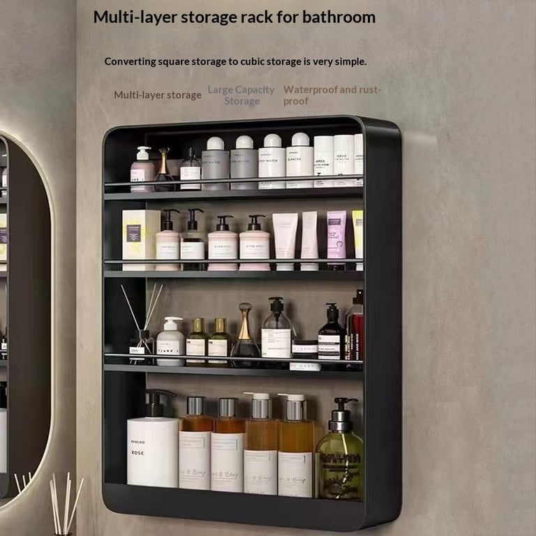 No-Drill Wall-Mounted Bathroom Shelf | Cosmetics Storage Rack Canada