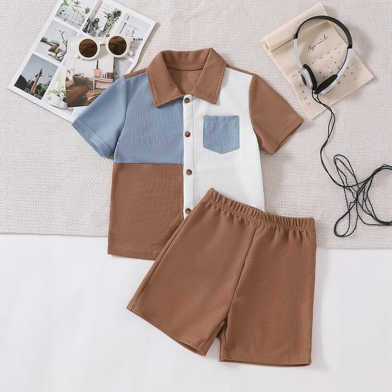 Boys Cartoon Print Short-Sleeve T-Shirt & Shorts Set | Trendy Base Layer