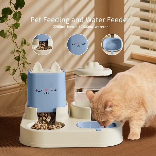 Automatic Pet Feeder & Water Fountain Combo | 1800mL Food + 2200mL Water