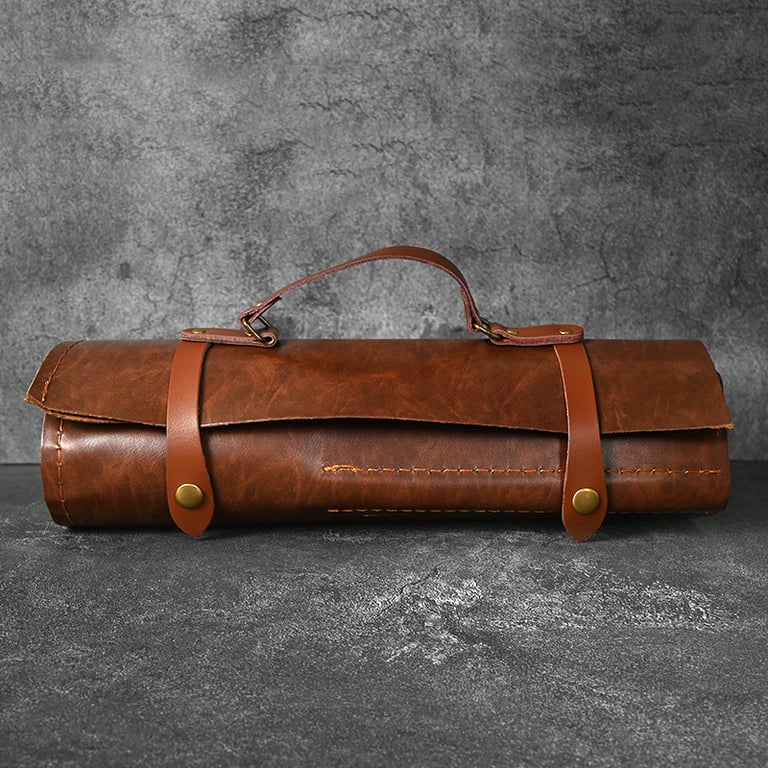 Portable Two-Tier Microfiber Leather Knife Storage Bag | Home & Kitchen