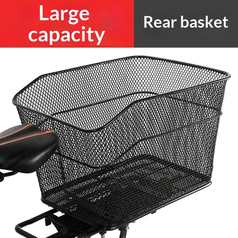 Mountain Bike Rear Rack Basket | Durable Metal Mesh Storage Carrier