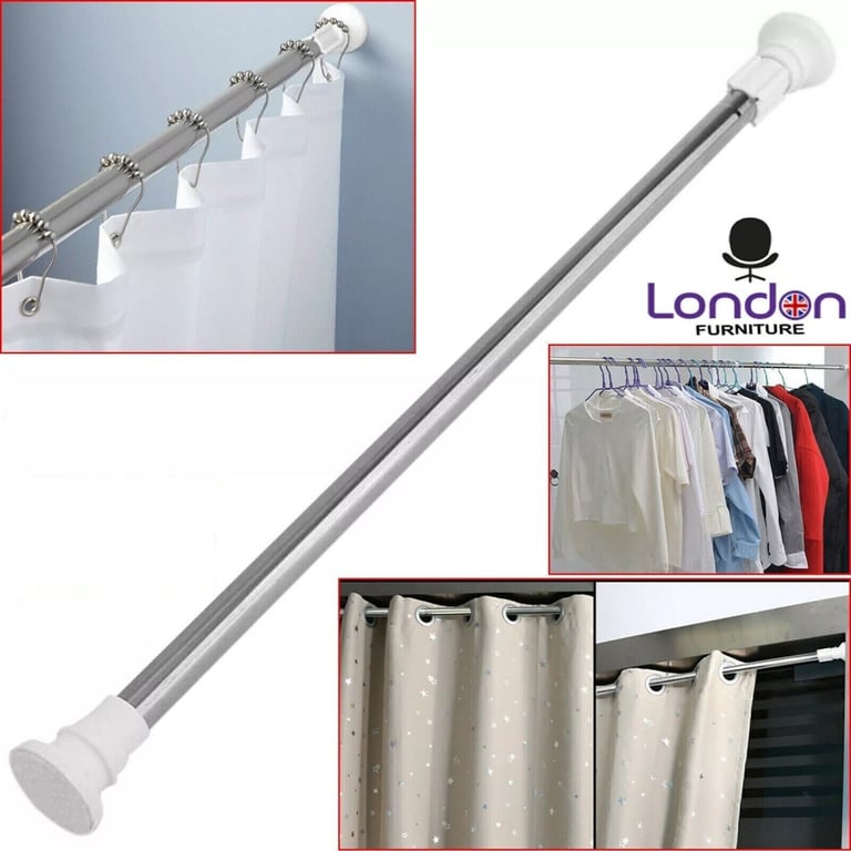Heavy Duty Extendable Telescopic Shower Curtain Pole | Spring Tension Rod