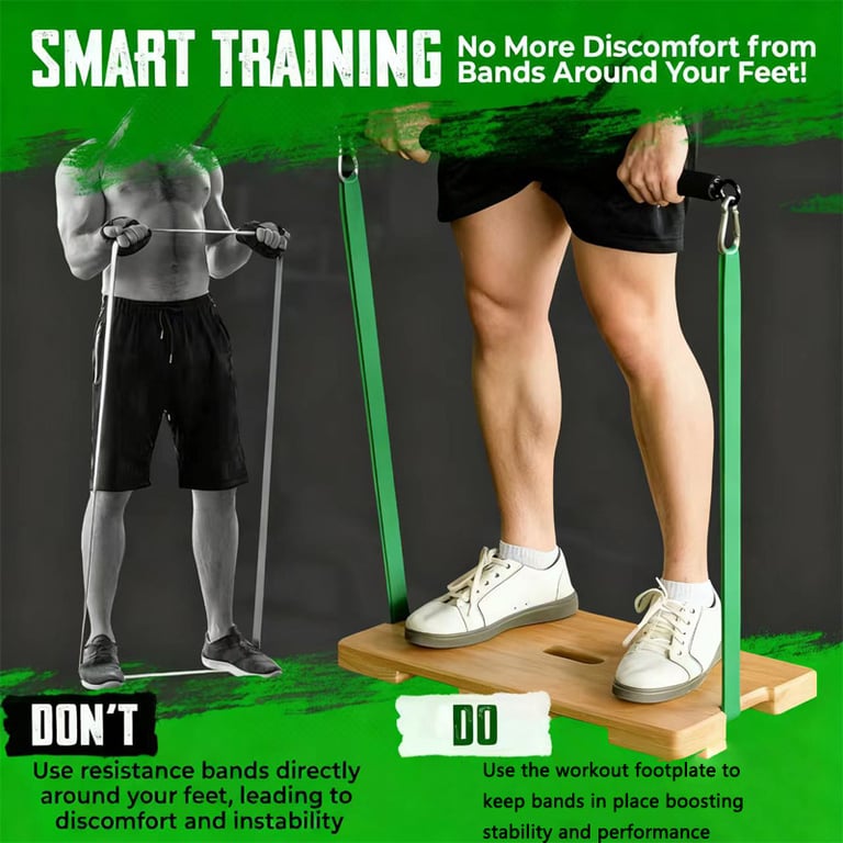 Resistance Band Foot Plate for Stability | Portable Wood Platform