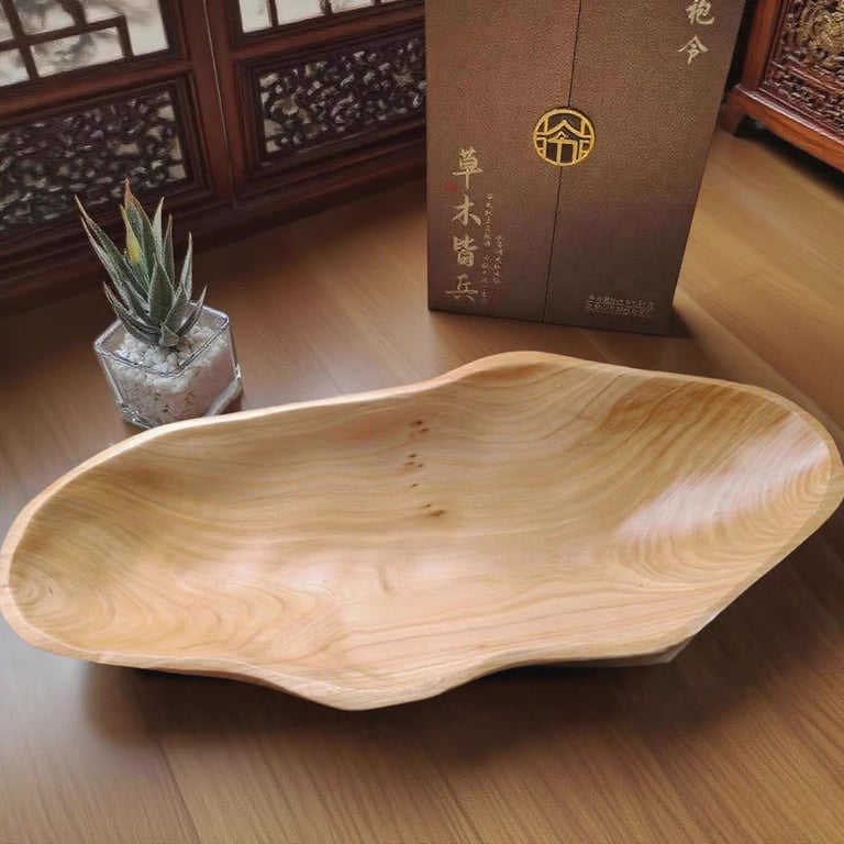 Round Solid Wood Fruit Tray Storage | Natural Home & Kitchen Décor