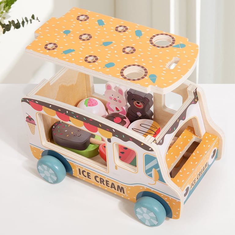 Wooden Ice Cream Model Playset Toy | Role-Play Store & Truck