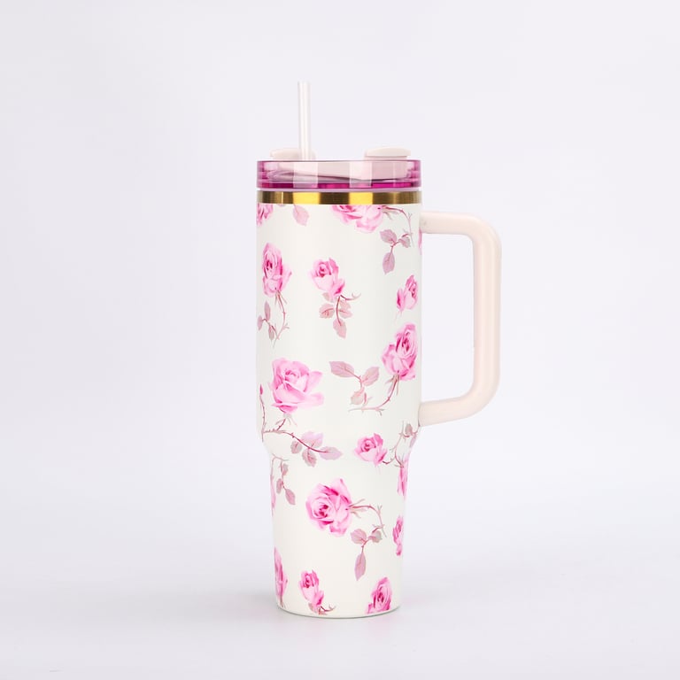 Portable Car Ice Tumbler with Straw | Stainless Steel Insulated Cup