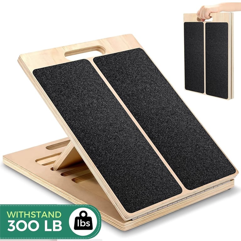 Wooden Slant Board Calf Stretcher | Foldable Incline Board for Yoga