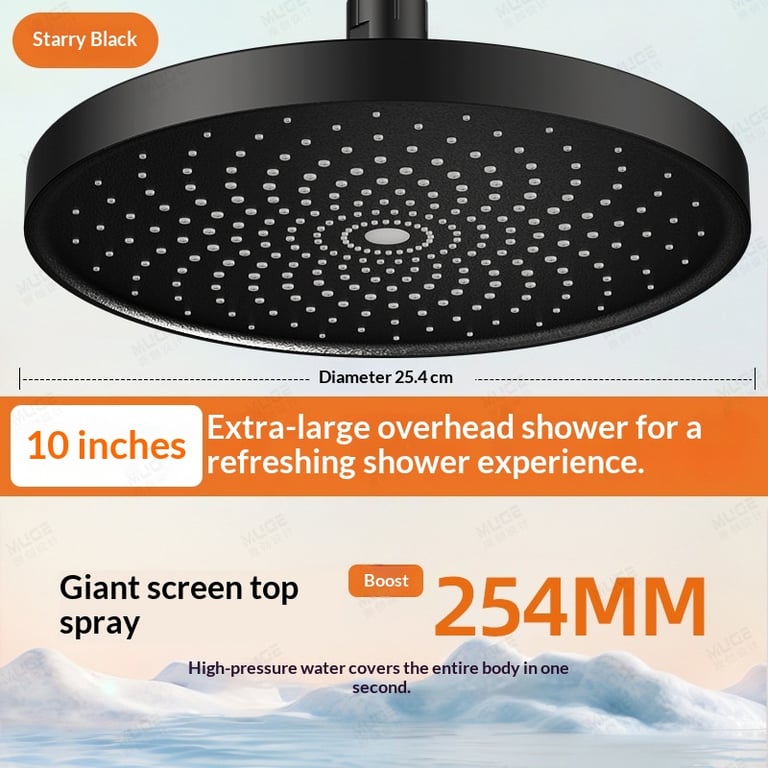 Stainless Steel Pressurized Shower Head 10" | High-Pressure Flow