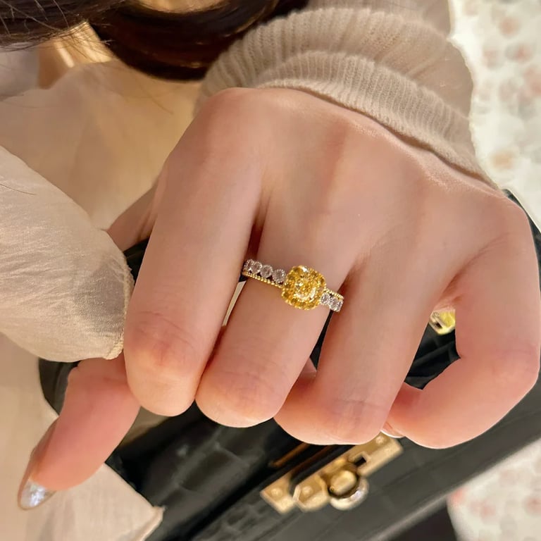 Yellow Diamond Sugar Cube Ring | Luxury Gemstone Statement Jewelry