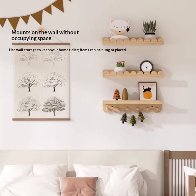 Wall-Mounted Shelf Solid Wood Coat Rack | Modern Home Storage