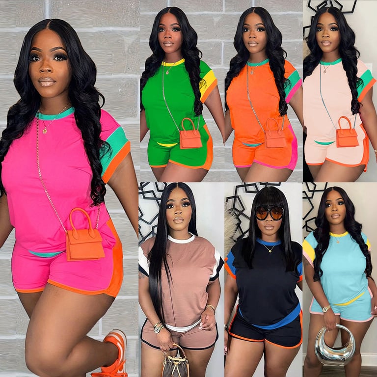 Loose-Fitting Two-Piece Set with Short Sleeves | Vibrant Casual Outfit