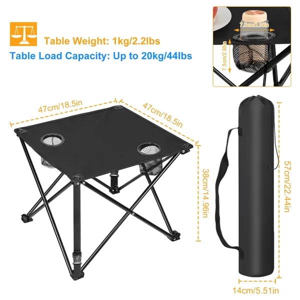 Foldable Camping Table with Cup Holders | Portable Picnic Desk