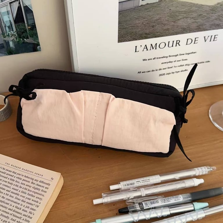 Cloud-Shaped Puff Pastry Bowknot Desk Organizer | Soft Pencil Case