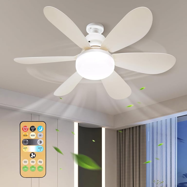 Modern LED Ceiling Fan with Light Dimmable E27 | Remote Control