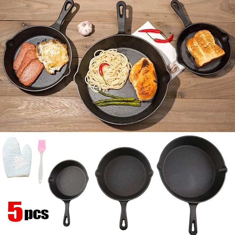 3-Piece Cast Iron Skillet Set | Pre-Seasoned Non-Stick Frying Pans