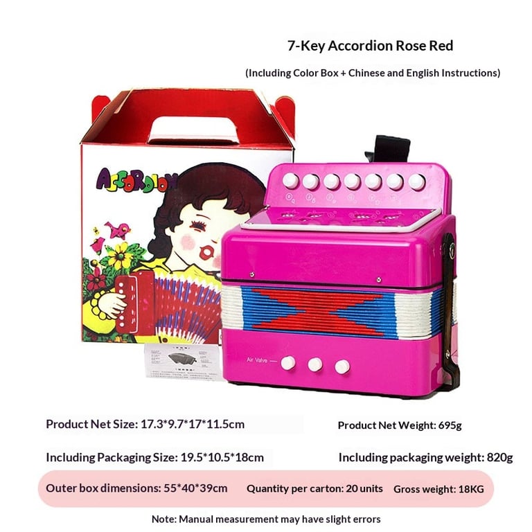 7-Key Portable Educational Toy Accordion for Children | Music Instrument