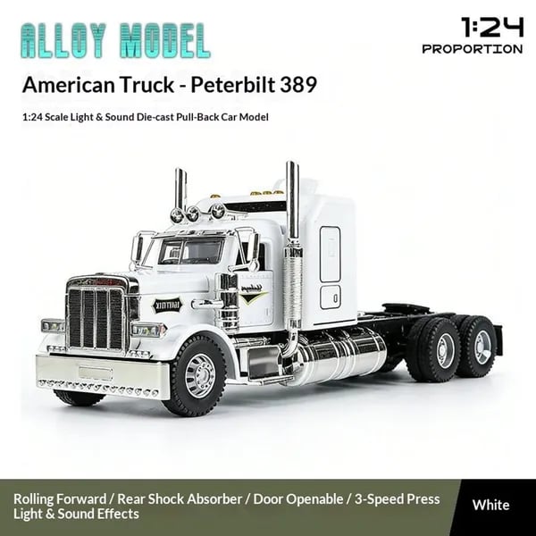 Die-Cast Semi Truck Toy with Light & Sound | Pull Back Action