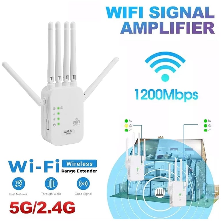 Dual-Band WiFi Signal Booster 1200M Gigabit Wireless Repeater