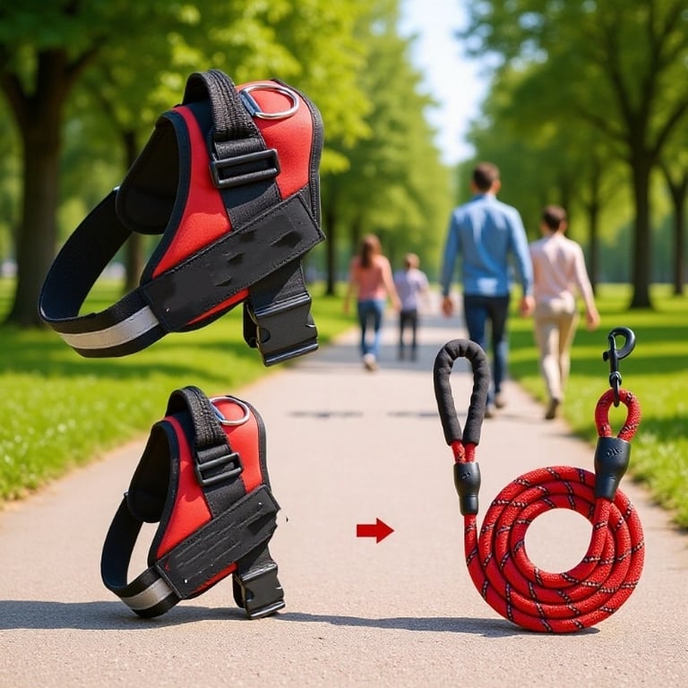Vest-Style Dog Harness with Rope Leash | Padded Comfort Set