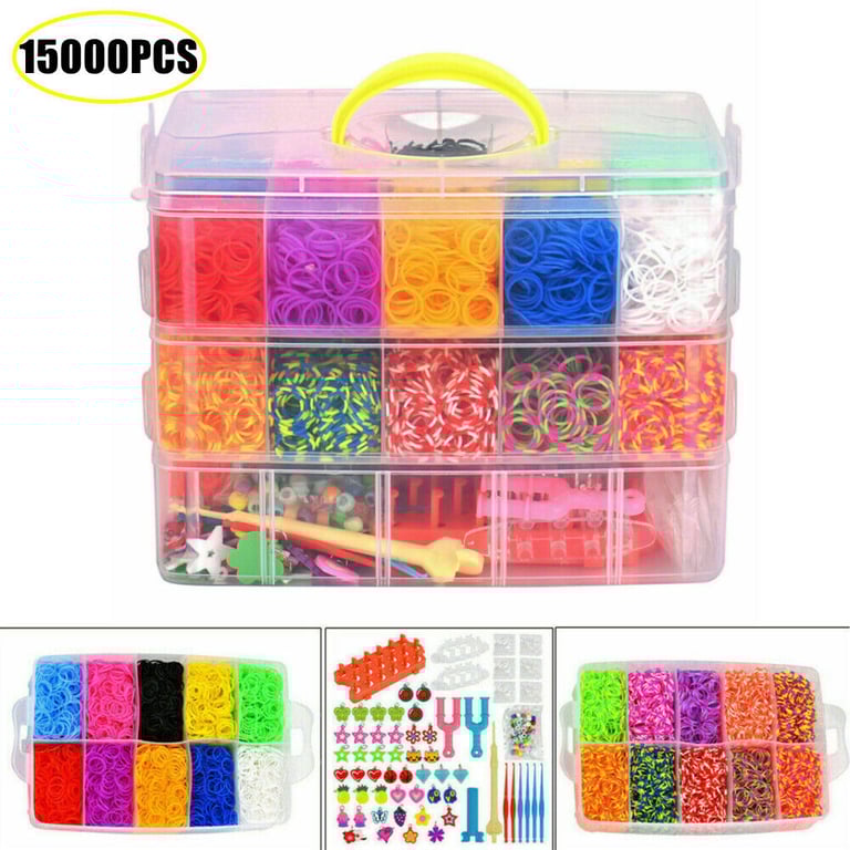 15000Pcs Kit Box Rubber Loom Bands Children Mult-color Make Woven Bracelet DIY